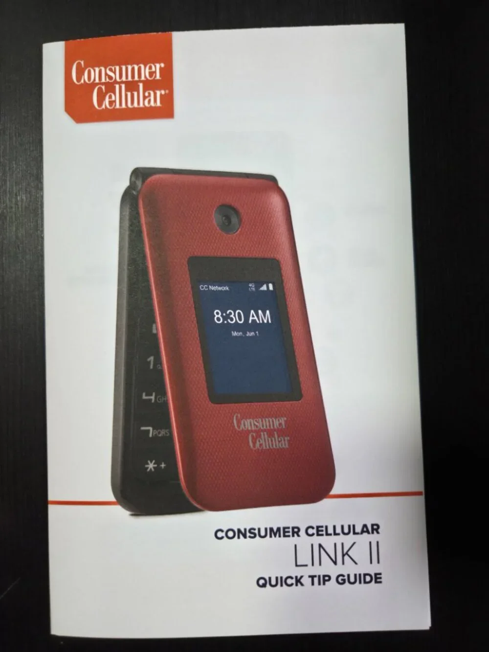 Consumer Cellular Link II Flip Phone Red 8GB Charges and Powers On